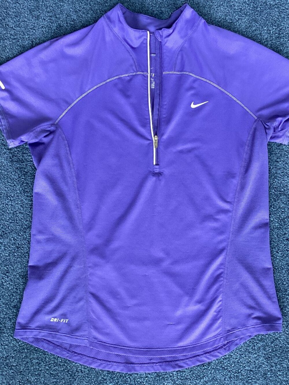 Nike Dri Fit Blue Quarter-zip Short-Sleeve Golf/Running Shirt - Medium